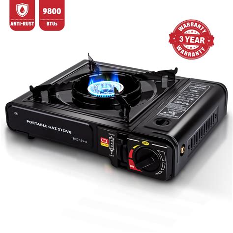 single burner camping gas stove nearby